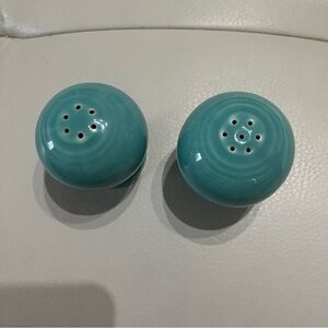 Vintage ball Fiesta ware salt and pepper shakers turquoise perfect condition